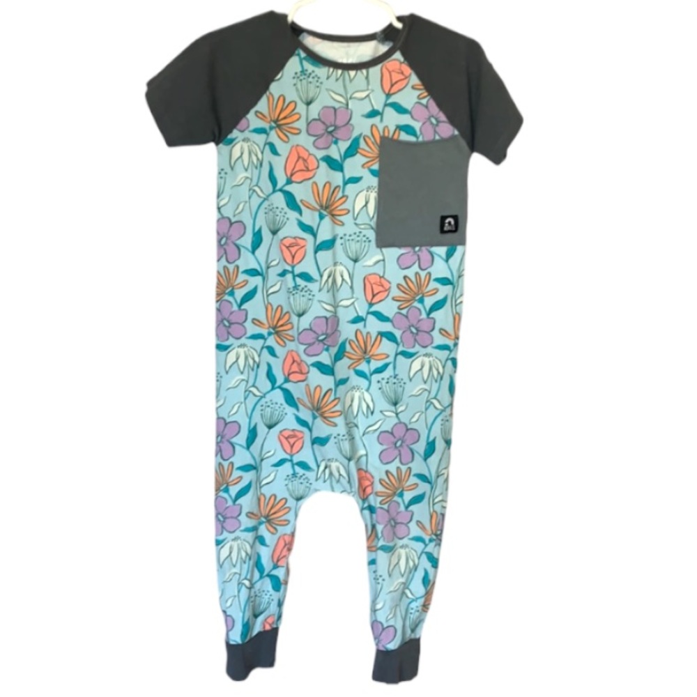 RAGS Cotton Blend Stretchy Footless Floral Print Romper Size 2T